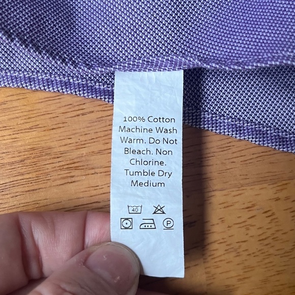 Williams and Kent Cotton Pinpoint Royal Oxford Shirt Purple Litmus Color, Size L - Picture 10 of 10